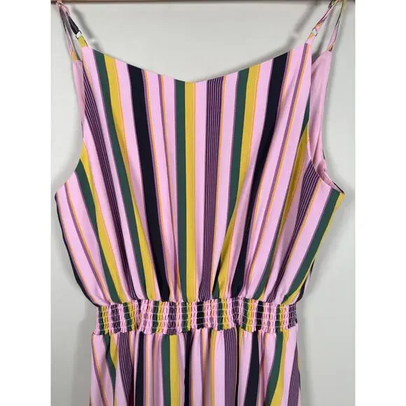 Adyson Pankor Smocked Waist Tank Hi Lo Dress Womens Size M Striped Sleeveless - Picture 5 of 9